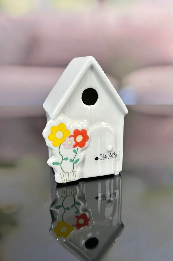 J5 Deko Gartenhaus Fano 13cm creme-weiß