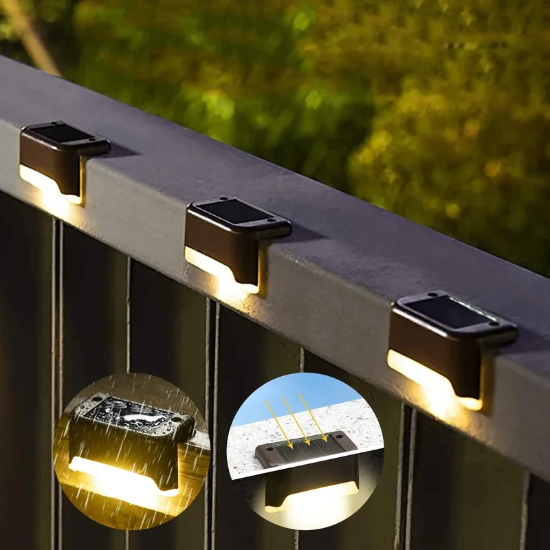 Moderne Solar LED Stufenleuchte für Gartentreppe und Außenweg