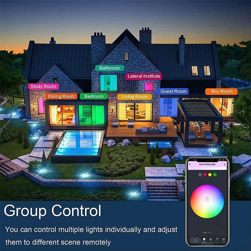 Smarte RGB LED Deckenleuchte 24W mit App und Sprachsteuerung Alexa Google