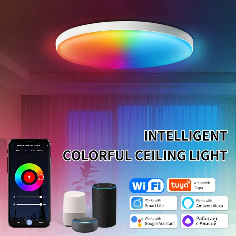 Smarte RGB LED Deckenleuchte 24W mit App und Sprachsteuerung Alexa Google