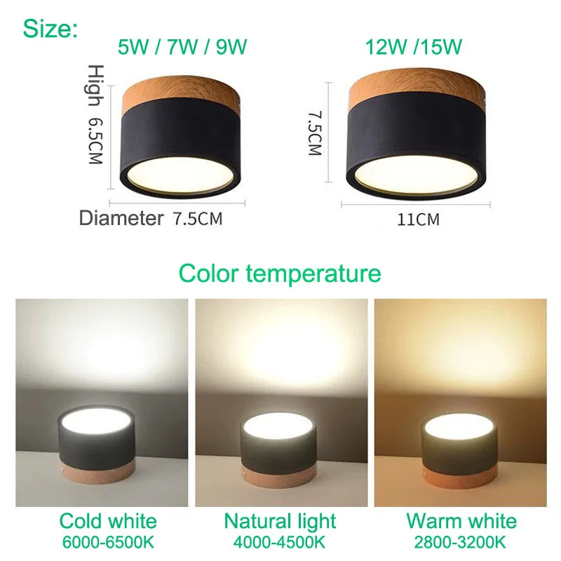 Holz LED Aufbauleuchte Modern für Wohnzimmer und Gewerbliche Räume