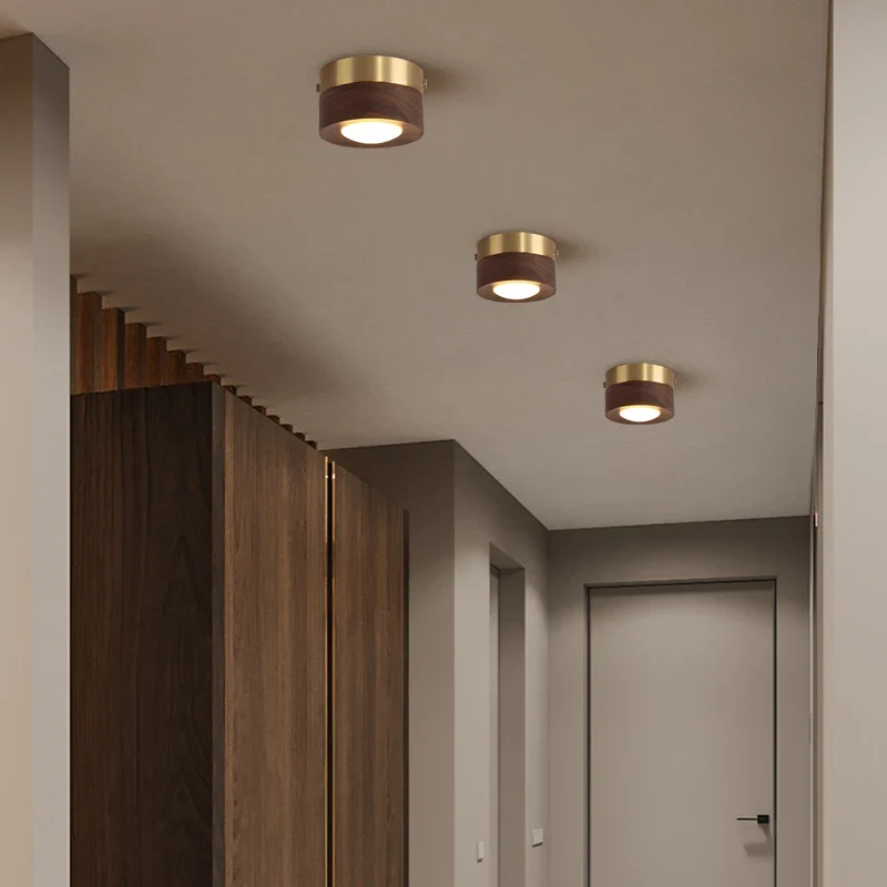 Walnussholz LED Deckenleuchte Dimmbar für Flur und Wohnzimmer