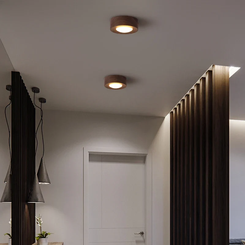 Walnussholz LED Deckenleuchte Dimmbar für Flur und Wohnzimmer
