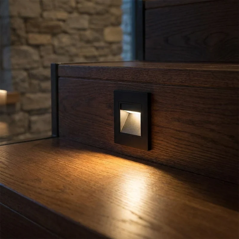 Moderne LED Einbau Stufenleuchte für Treppenhaus und Hotelflur