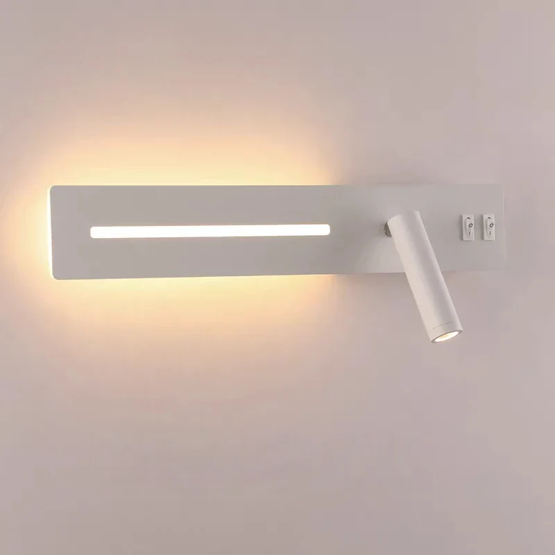 Moderne LED Wandleselampe mit USB-Ladeanschluss für Schlafzimmer