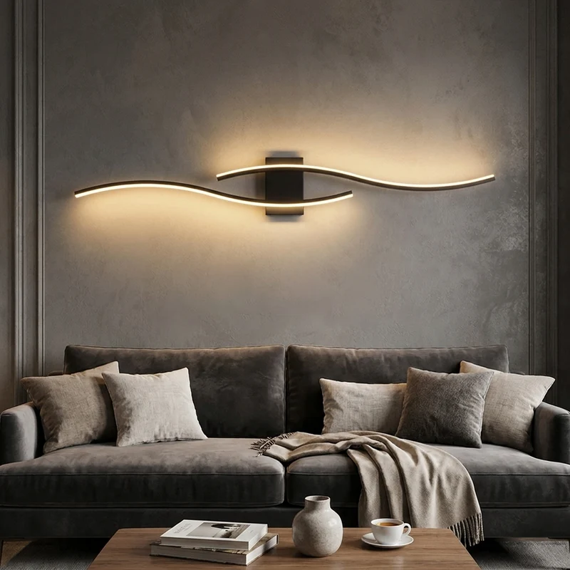Moderne LED Streifen Wandleuchte für Wohnzimmer und Schlafzimmer