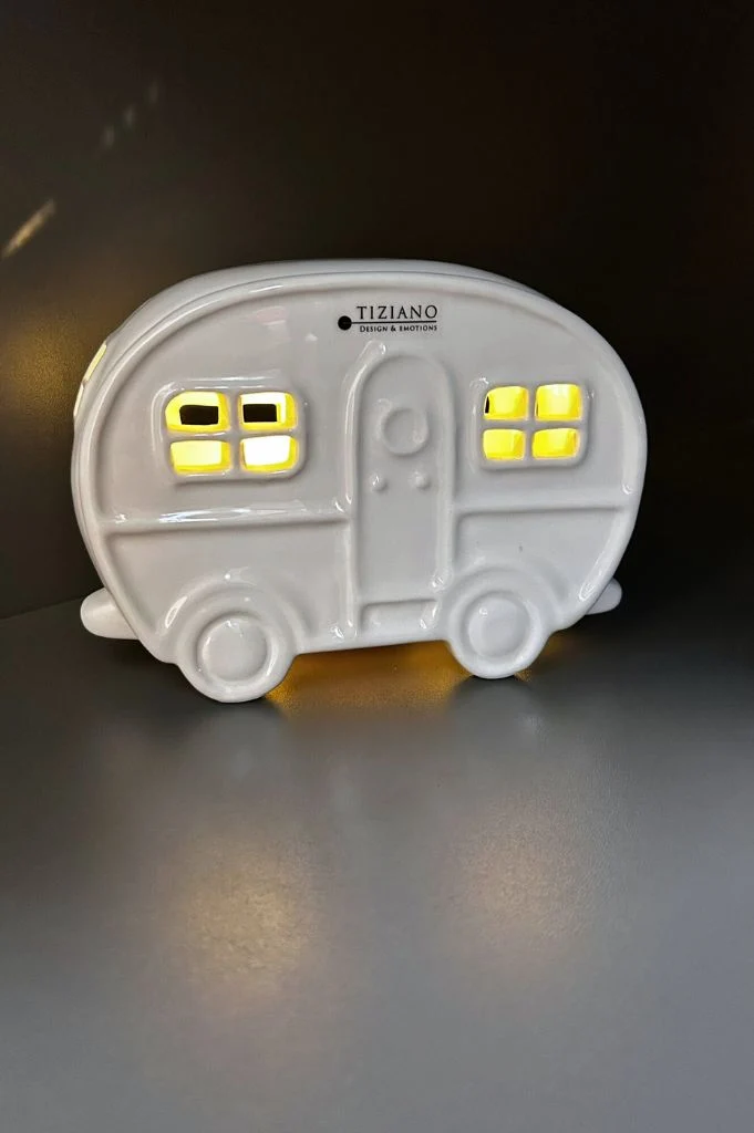 Geschenkbox Deko Auto Milo+Wohnwagen Casina creme-weiß
