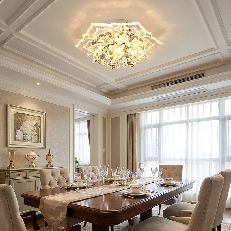 Blumen Kristall LED Deckenleuchte Romantisch für Flur und Wohnzimmer