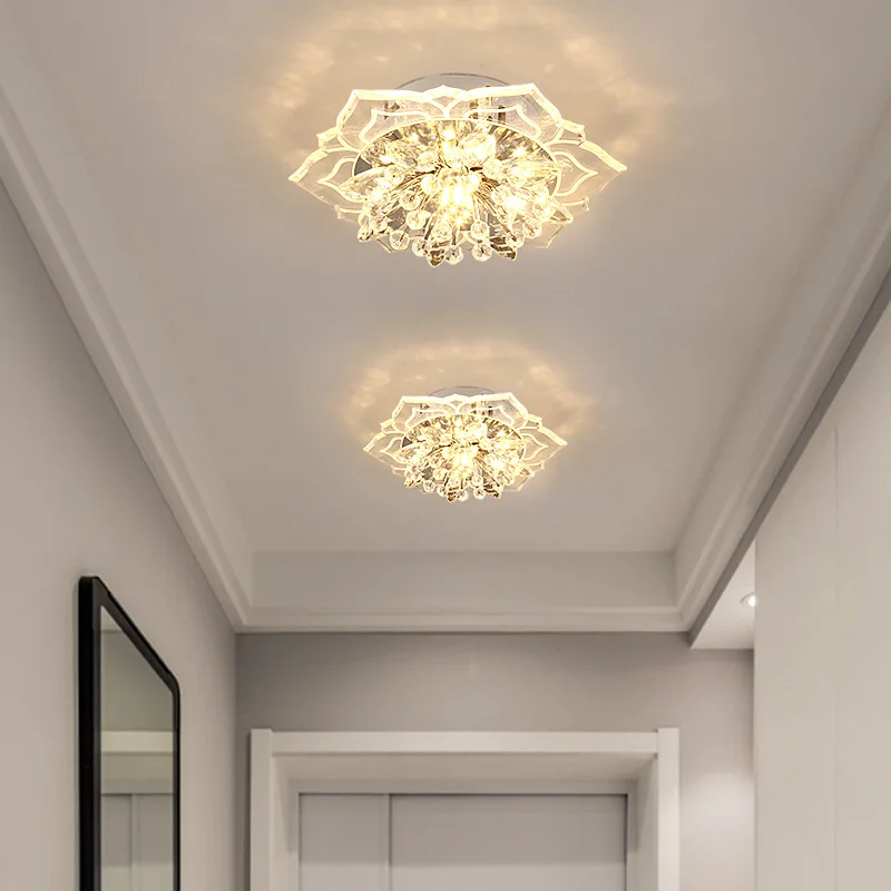 Blumen Kristall LED Deckenleuchte Romantisch für Flur und Wohnzimmer