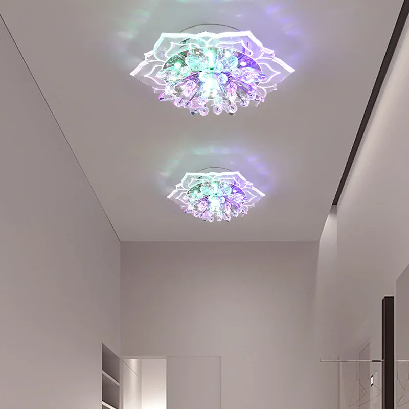 Blumen Kristall LED Deckenleuchte Romantisch für Flur und Wohnzimmer
