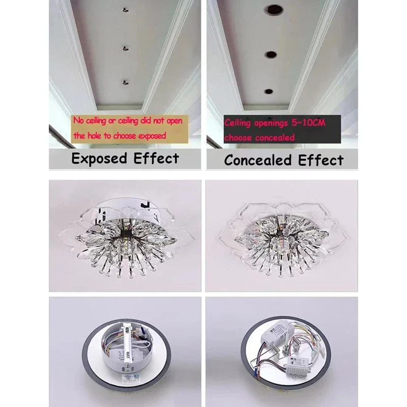 Blumen Kristall LED Deckenleuchte Romantisch für Flur und Wohnzimmer