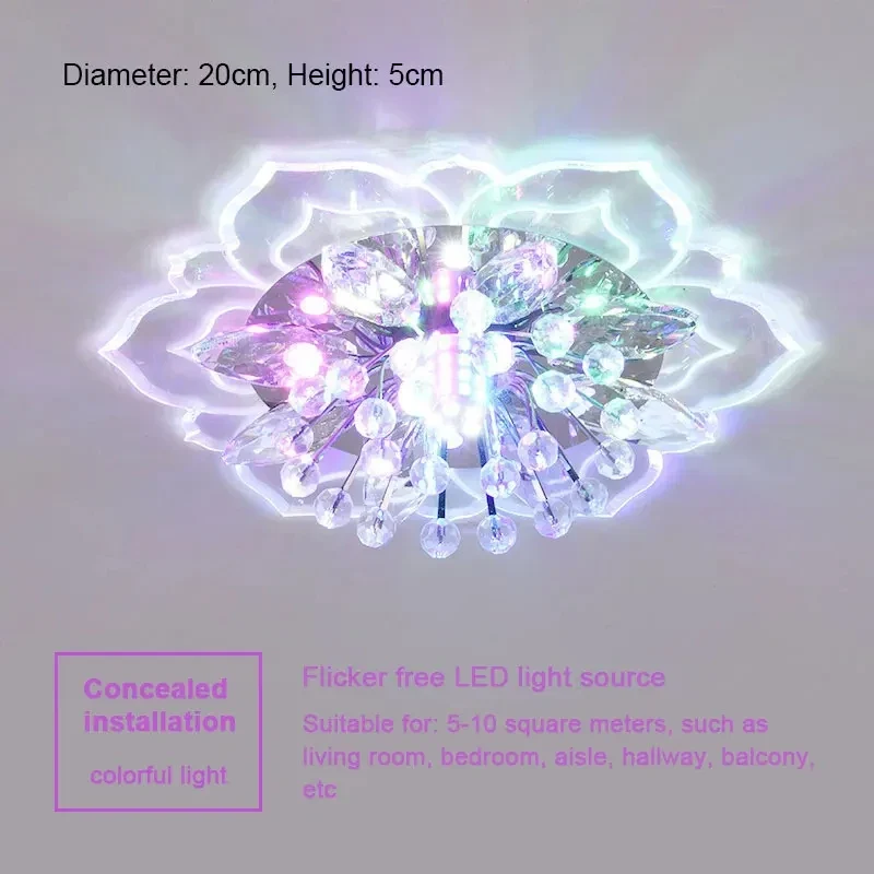 Blumen Kristall LED Deckenleuchte Romantisch für Flur und Wohnzimmer