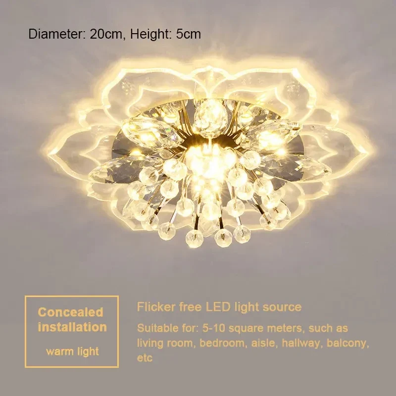 Blumen Kristall LED Deckenleuchte Romantisch für Flur und Wohnzimmer