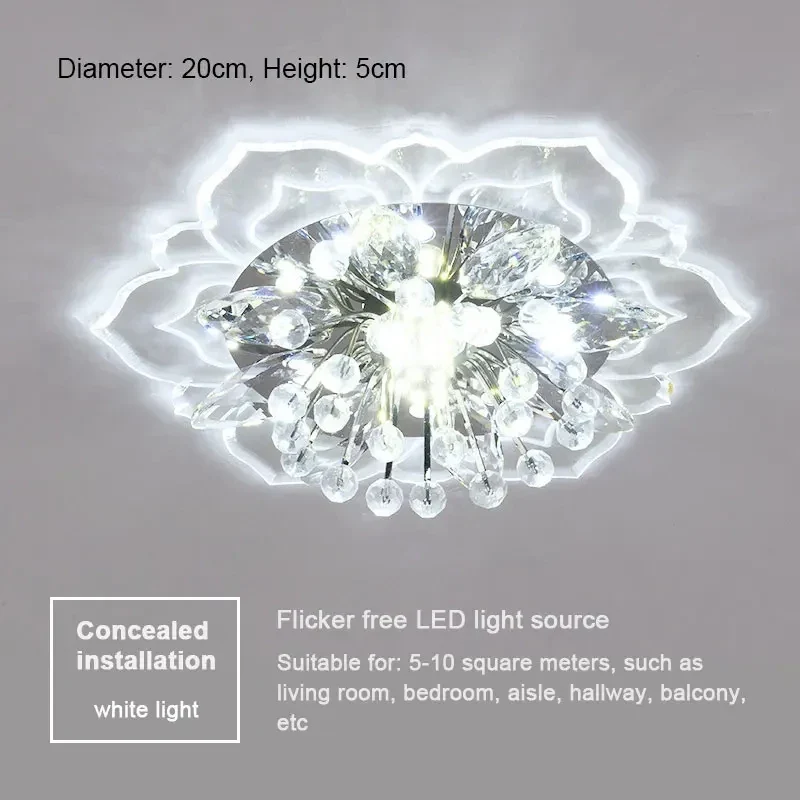 Blumen Kristall LED Deckenleuchte Romantisch für Flur und Wohnzimmer