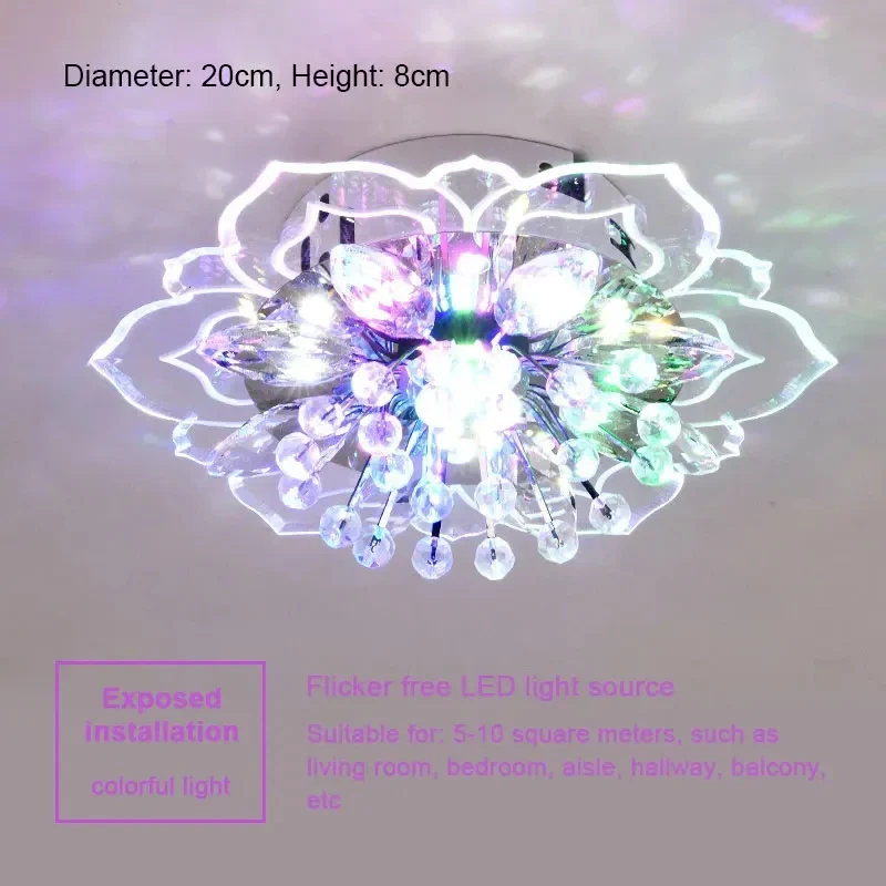 Blumen Kristall LED Deckenleuchte Romantisch für Flur und Wohnzimmer