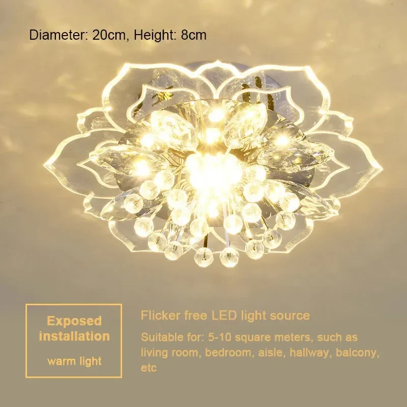 Blumen Kristall LED Deckenleuchte Romantisch für Flur und Wohnzimmer