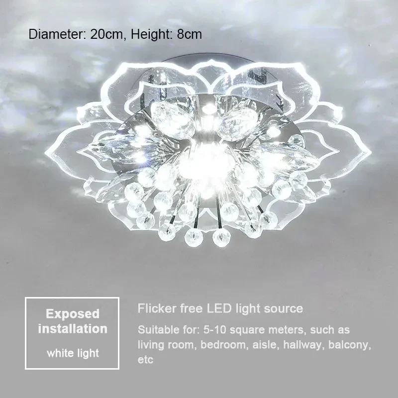 Blumen Kristall LED Deckenleuchte Romantisch für Flur und Wohnzimmer