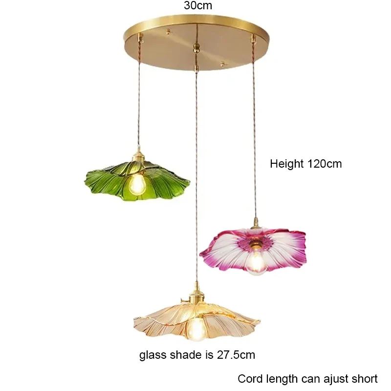 Vintage Blumen Glas Pendelleuchte Romantisch für Esszimmer und Wohnzimmer Nostalgisch