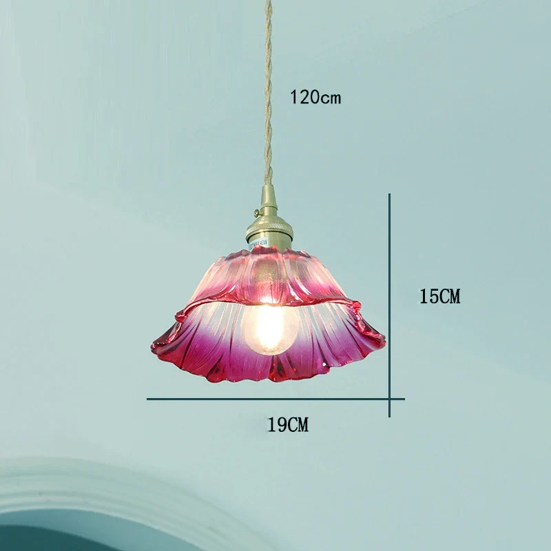 Vintage Blumen Glas Pendelleuchte Romantisch für Esszimmer und Wohnzimmer Nostalgisch