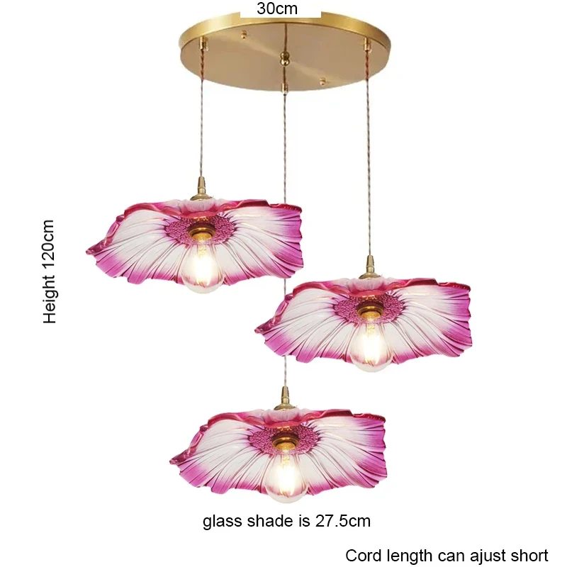 Vintage Blumen Glas Pendelleuchte Romantisch für Esszimmer und Wohnzimmer Nostalgisch