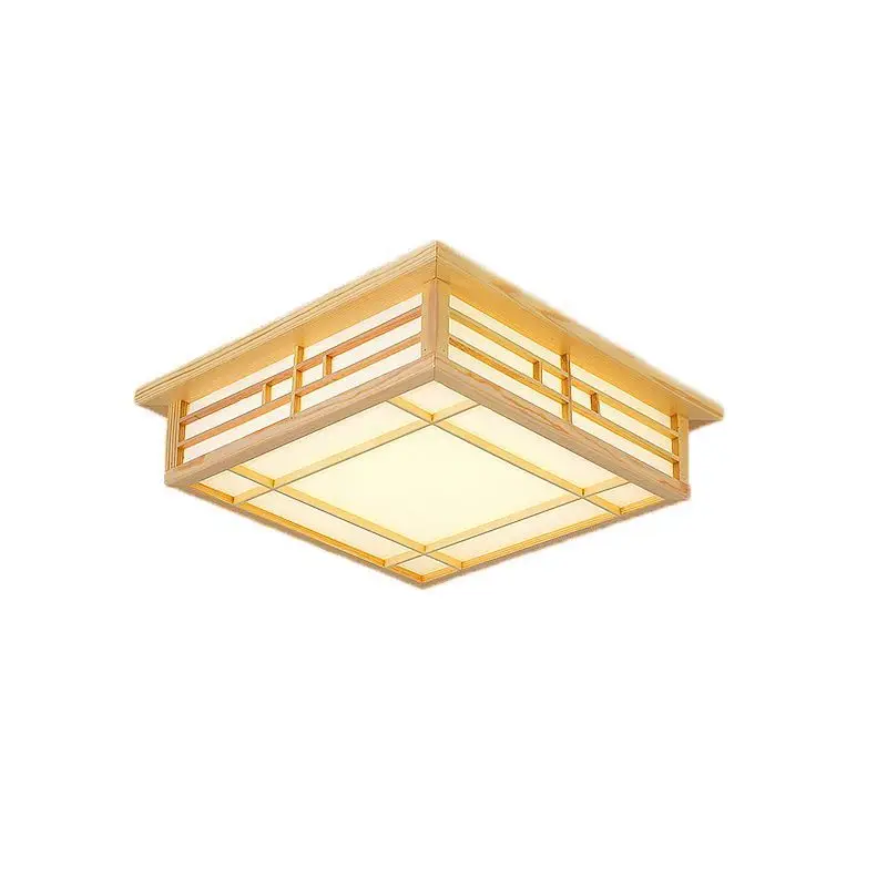 Japanische Massivholz LED Deckenleuchte Minimalistisch für Schlafzimmer und Wohnzimmer