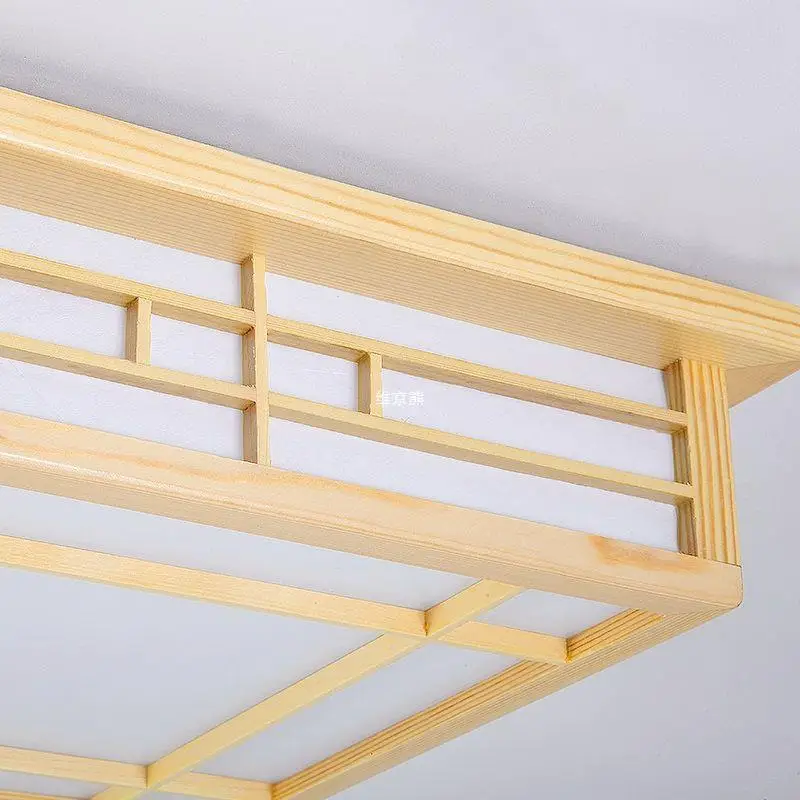 Japanische Massivholz LED Deckenleuchte Minimalistisch für Schlafzimmer und Wohnzimmer
