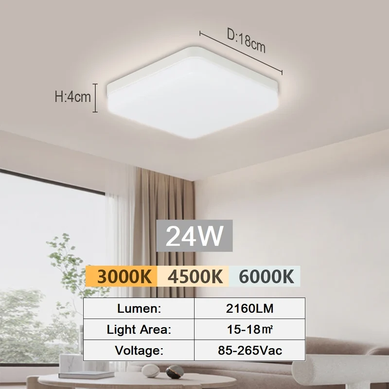 Moderne LED Deckenleuchte für Küche und Flur Kompaktes Aufbau-Design