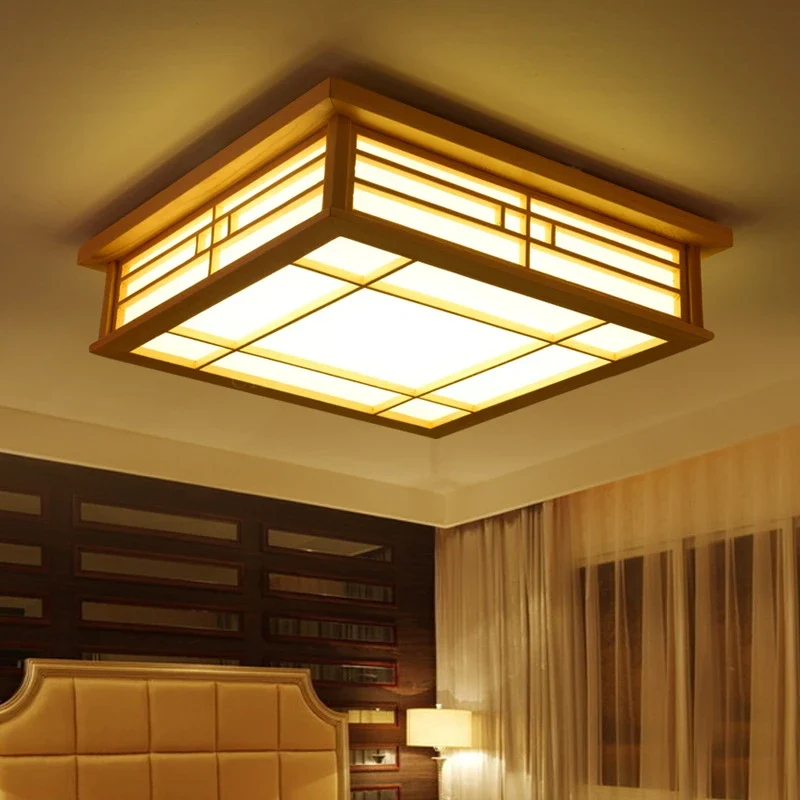 Japanisch Inspirierte Holz Deckenleuchte für Esszimmer und Minimalistische Einrichtungen