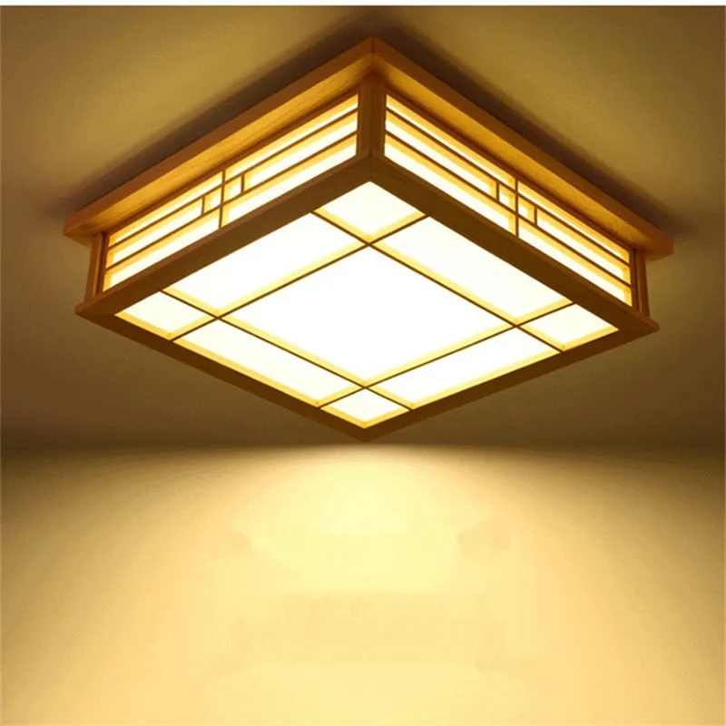Japanisch Inspirierte Holz Deckenleuchte für Esszimmer und Minimalistische Einrichtungen