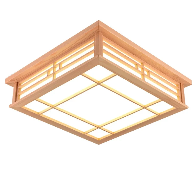 Japanisch Inspirierte Holz Deckenleuchte für Esszimmer und Minimalistische Einrichtungen
