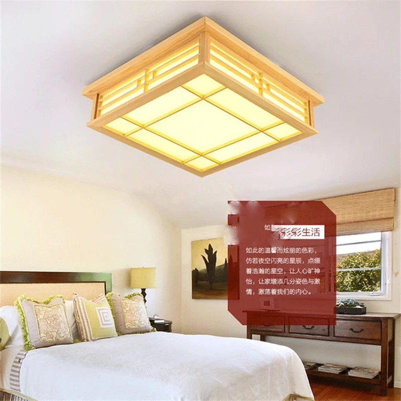 Japanisch Inspirierte Holz Deckenleuchte für Esszimmer und Minimalistische Einrichtungen
