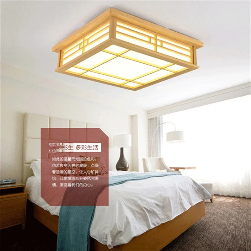 Japanisch Inspirierte Holz Deckenleuchte für Esszimmer und Minimalistische Einrichtungen