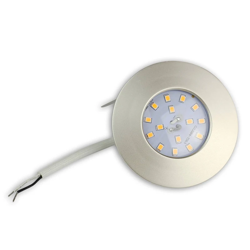 LED Einbaustrahler rund flach 5,5W IP44 silber Bad 60mm Bohrloch 230 Volt