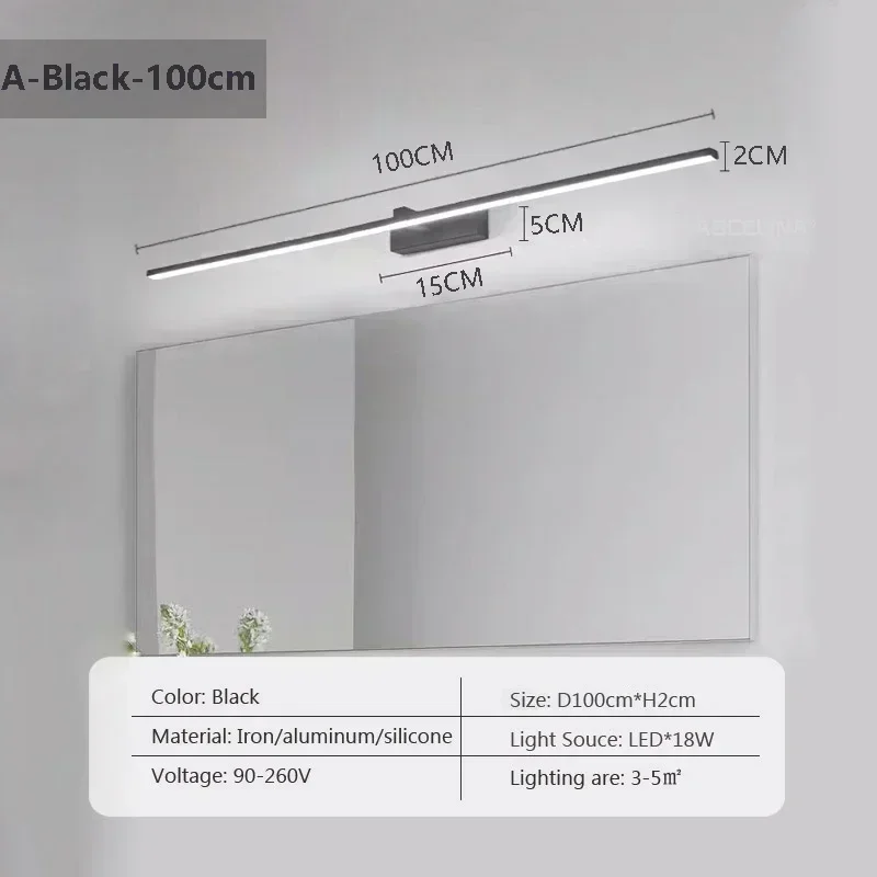 Moderne LED Streifen Spiegelleuchte für Badezimmer und Schlafzimmer