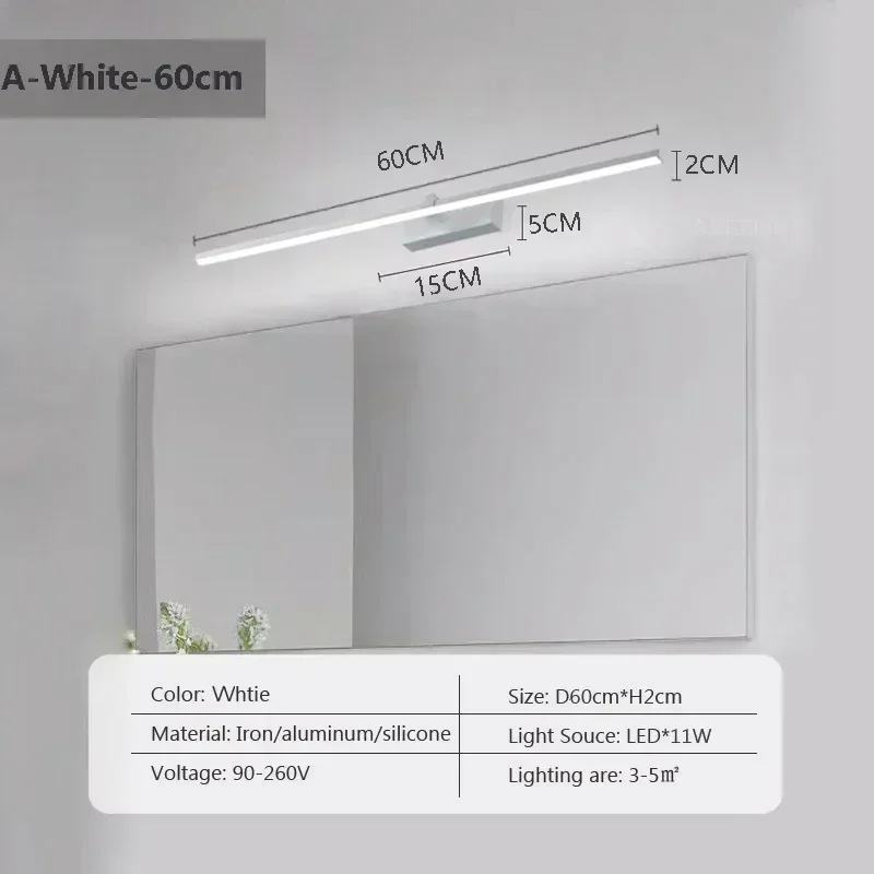 Moderne LED Streifen Spiegelleuchte für Badezimmer und Schlafzimmer