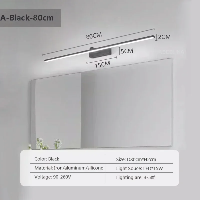 Moderne LED Streifen Spiegelleuchte für Badezimmer und Schlafzimmer