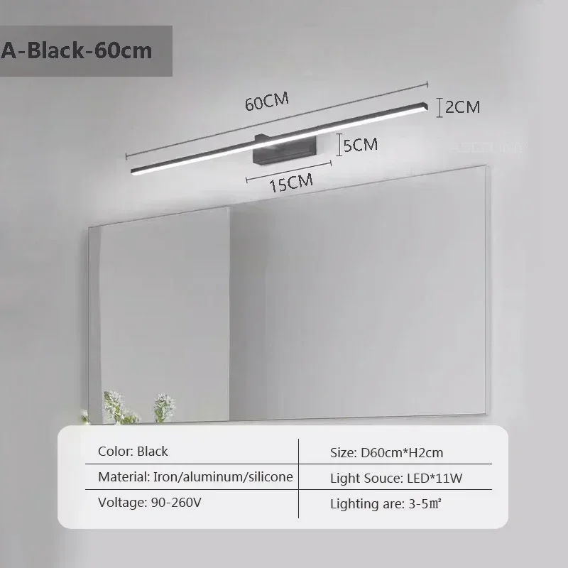 Moderne LED Streifen Spiegelleuchte für Badezimmer und Schlafzimmer