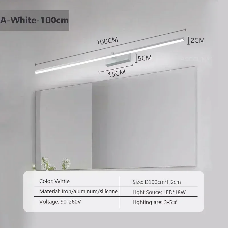 Moderne LED Streifen Spiegelleuchte für Badezimmer und Schlafzimmer