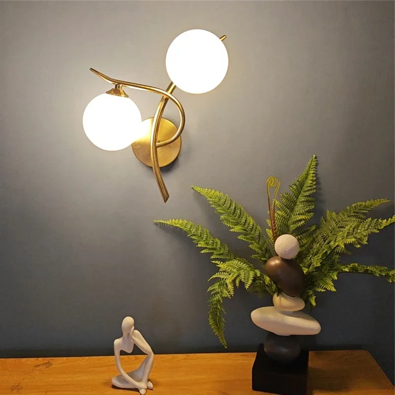 Nordische Glas Kugel Wandleuchte für moderne Schlafzimmer und Flure