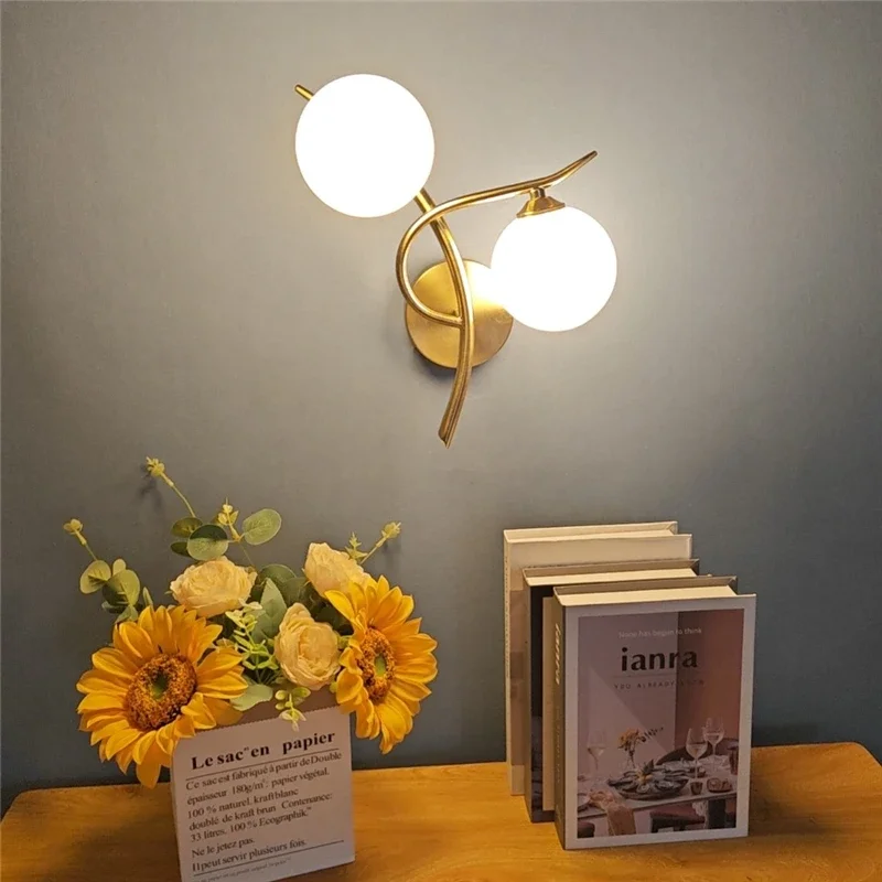 Nordische Glas Kugel Wandleuchte für moderne Schlafzimmer und Flure