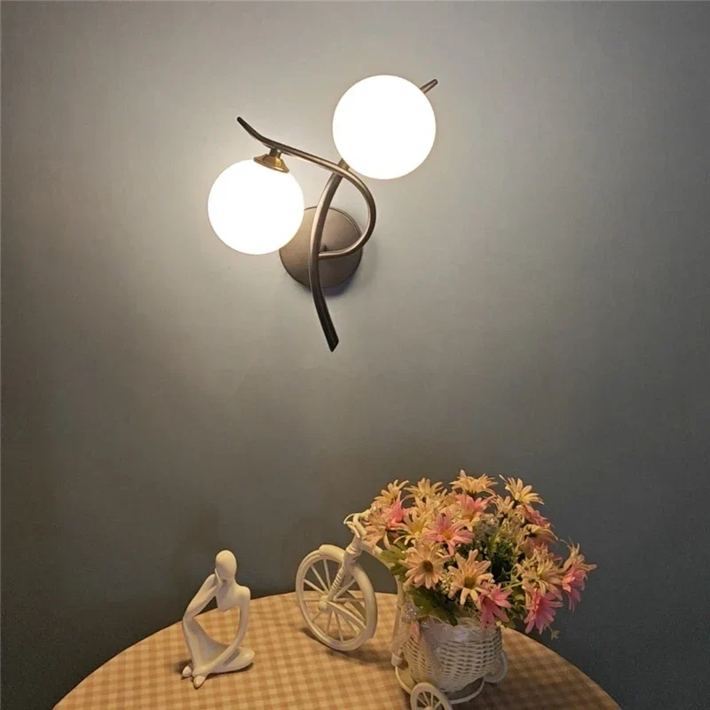 Nordische Glas Kugel Wandleuchte für moderne Schlafzimmer und Flure