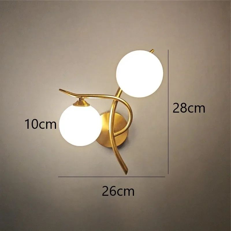 Nordische Glas Kugel Wandleuchte für moderne Schlafzimmer und Flure