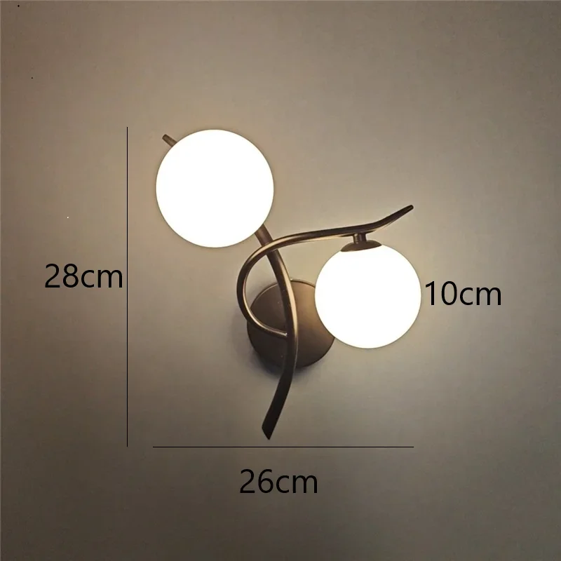 Nordische Glas Kugel Wandleuchte für moderne Schlafzimmer und Flure