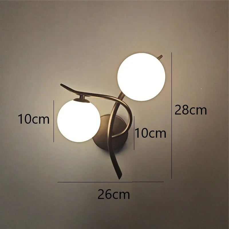 Nordische Glas Kugel Wandleuchte für moderne Schlafzimmer und Flure