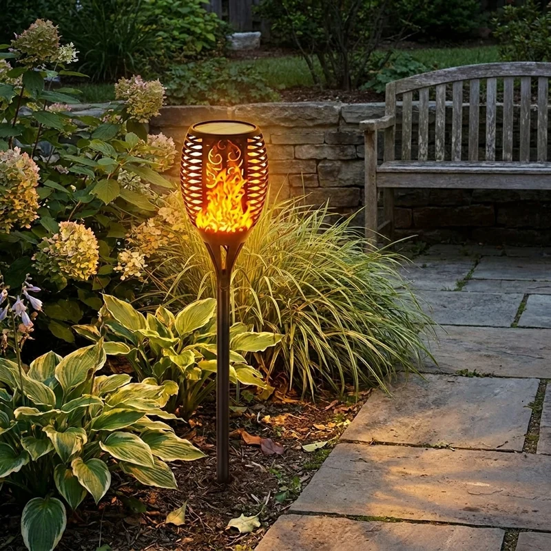 Solar LED Flammenfackel für Garten Gartenweg und Terrassendeko