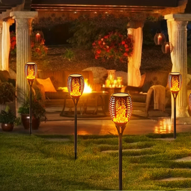 Solar LED Flammenfackel für Garten Gartenweg und Terrassendeko