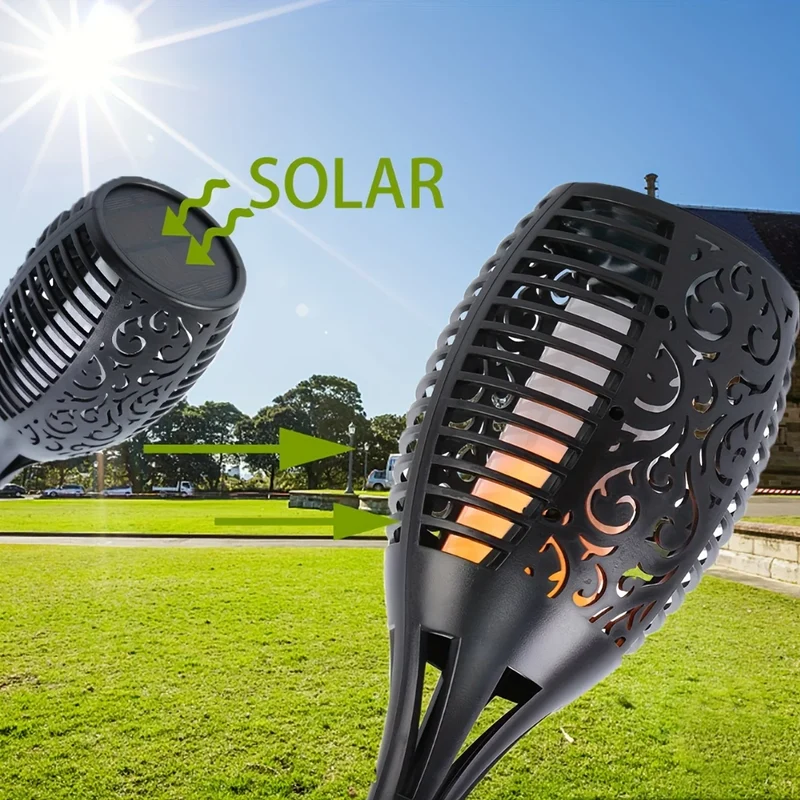 Solar LED Flammenfackel für Garten Gartenweg und Terrassendeko