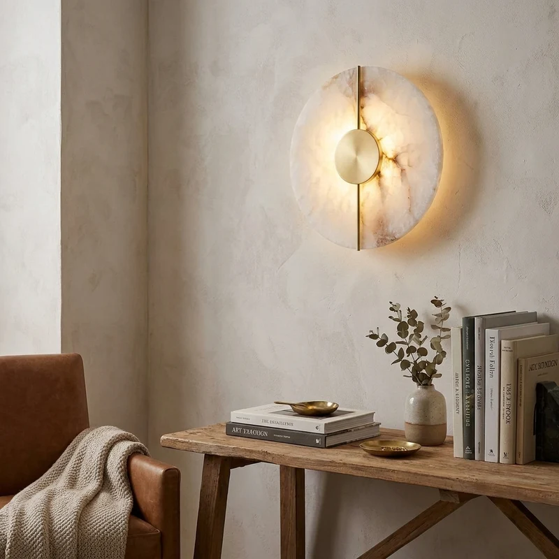 Moderne Marmor und Kupfer Wandleuchte für Schlafzimmer und Wohnzimmer