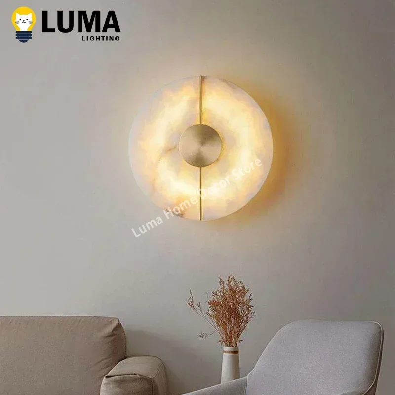 Moderne Marmor und Kupfer Wandleuchte für Schlafzimmer und Wohnzimmer