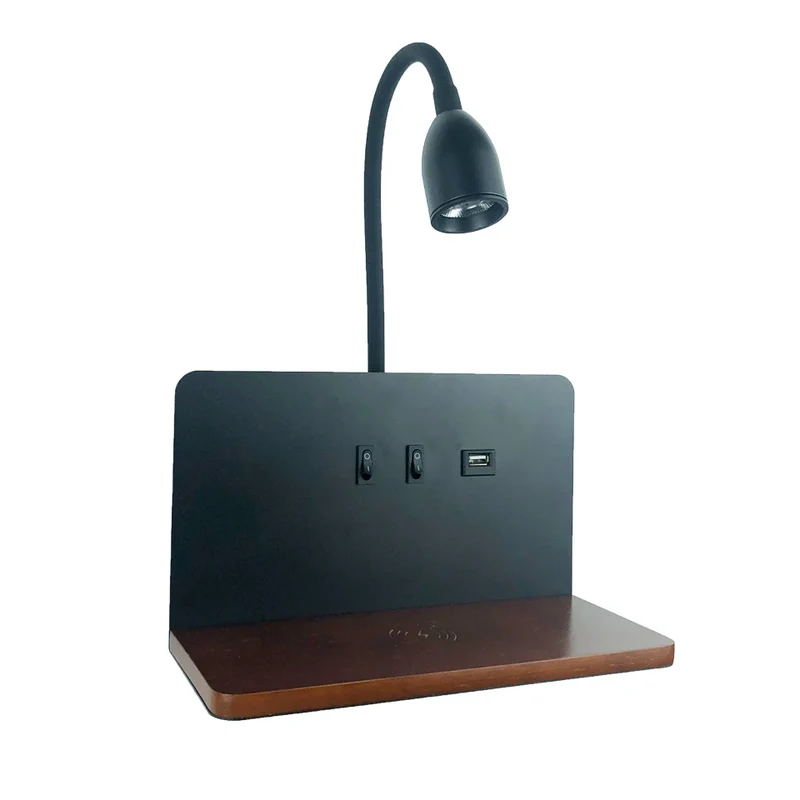 Moderne Schwenkbare LED Wandleuchte mit Wireless Charging für Schlafzimmer